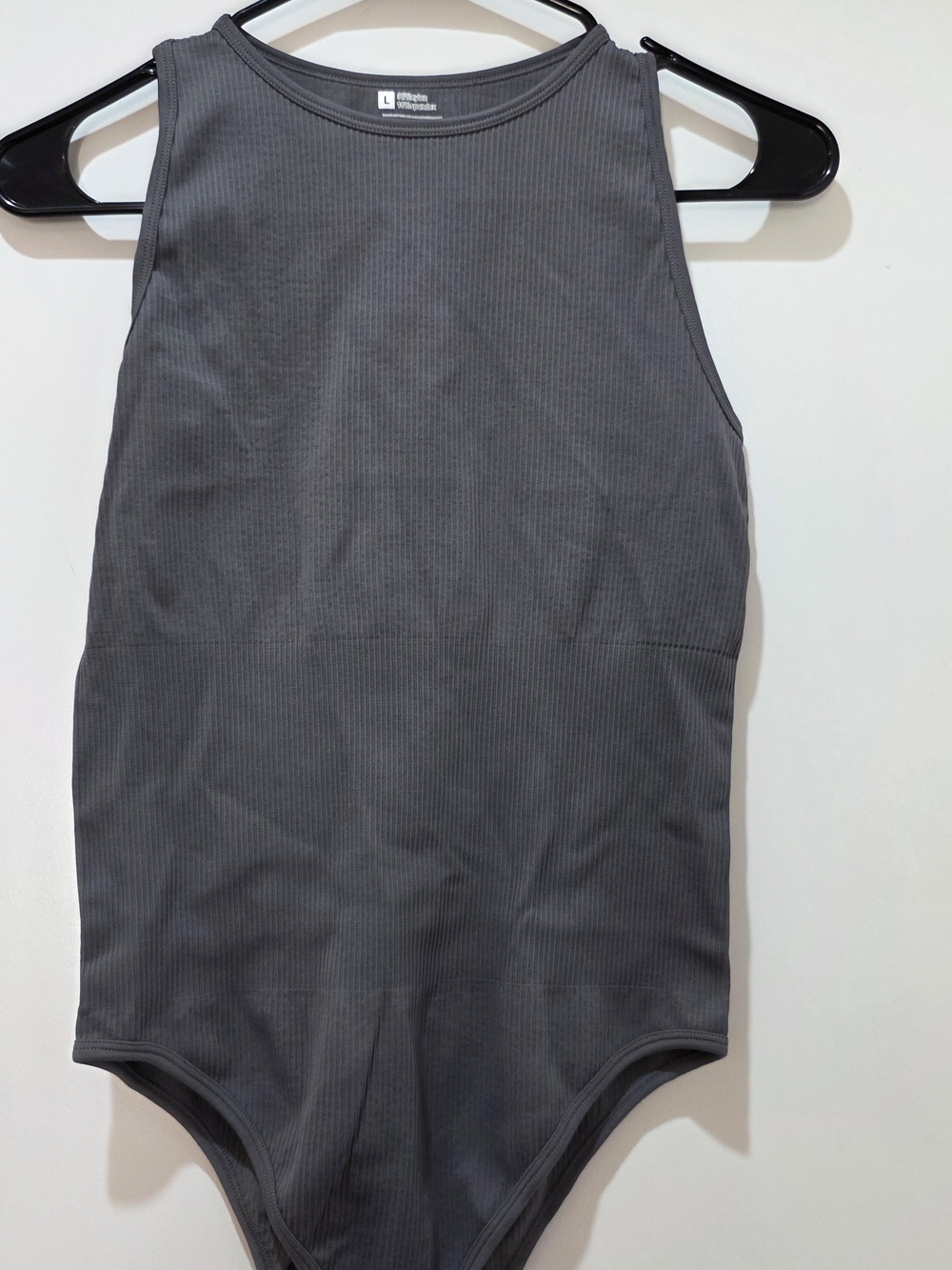Sleeveless Ribbed Bodysuit - Charcoal Gray